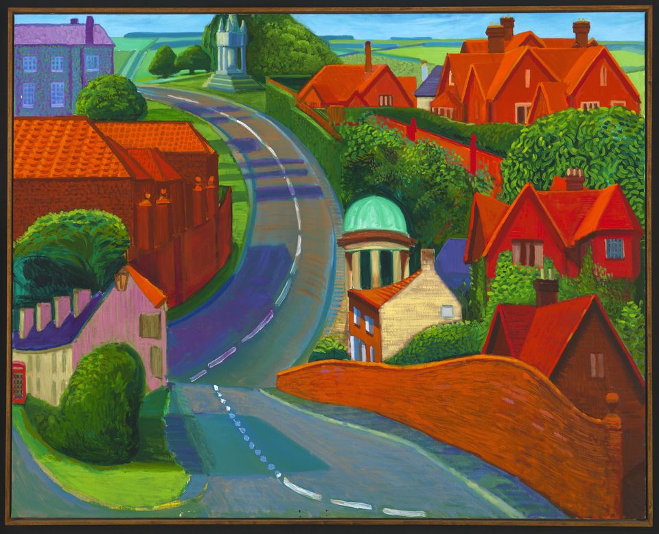 "THE ROAD TO YORK THROUGH SLEDMERE" 1997<br />
OIL ON CANVAS<br />
48 X 60"<br />
© DAVID HOCKNEY<br />
PHOTOGRAPHY BY: RICHARD SCHMIDT